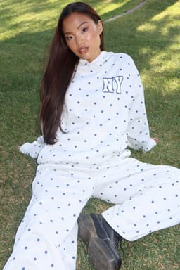 NY Babe Polka Dot Hoodie - Polyester Cotton Graphic Sweatshirt