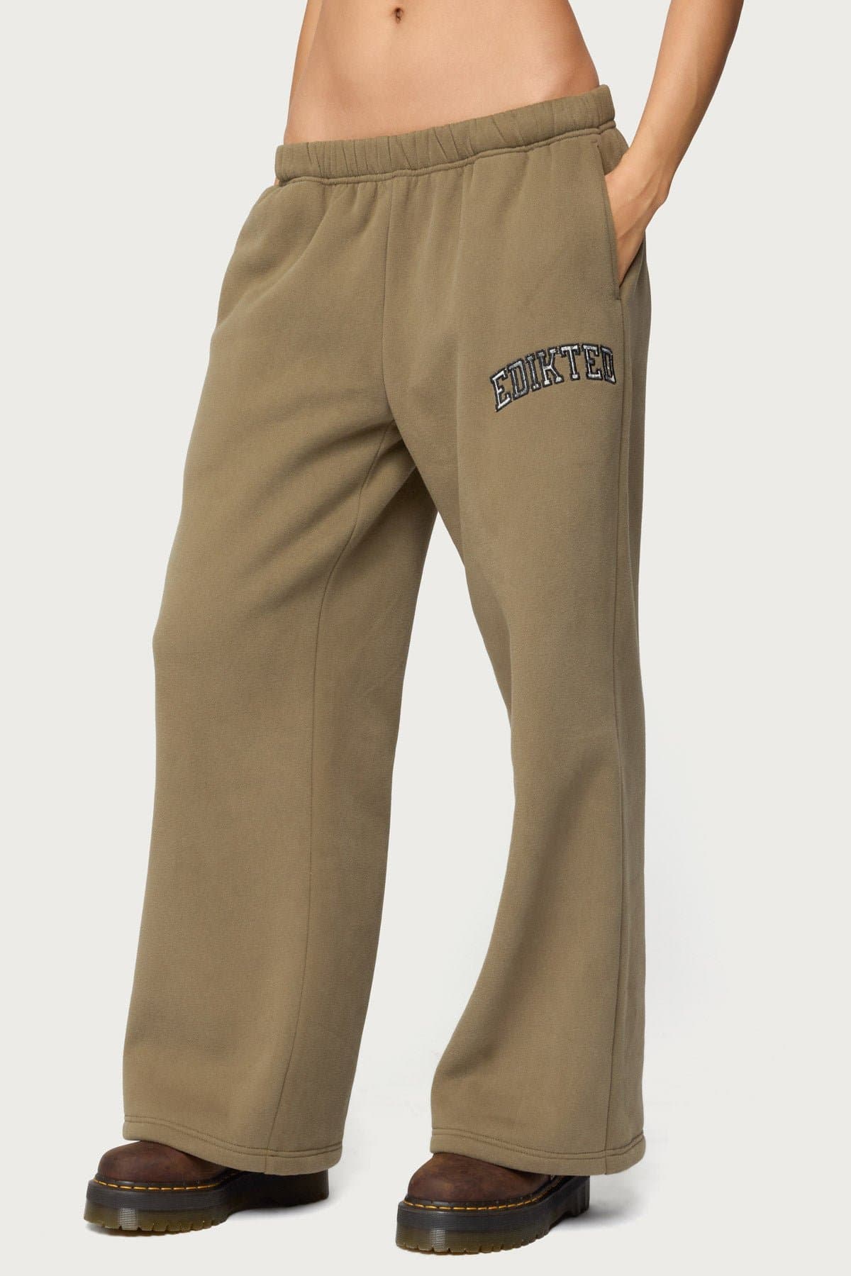 Camo Crush Edikted Sweatpants - Straight Leg Fit, Polyester Cotton, Camo Graphic Patch