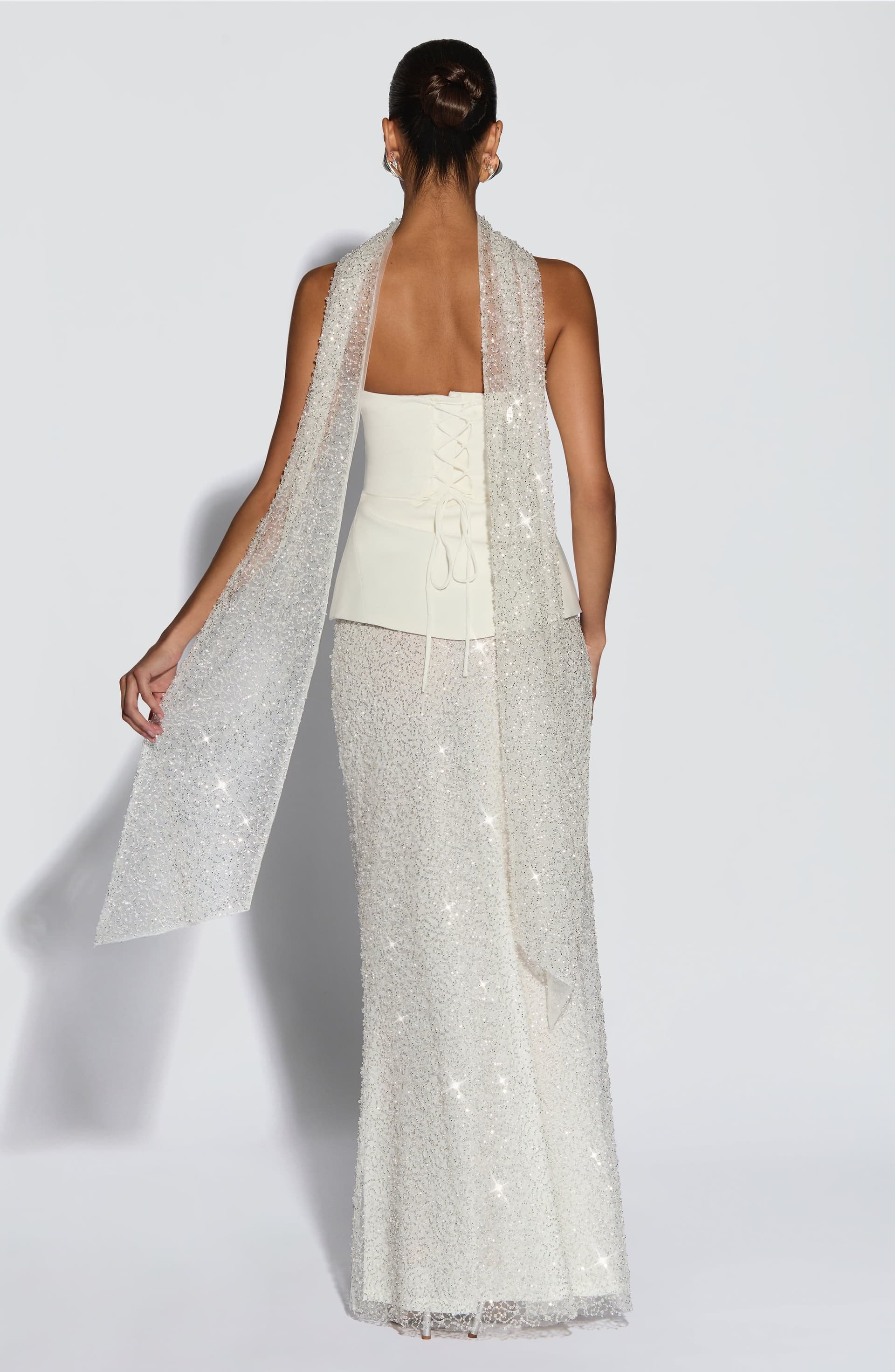 Oakley Corset Ivory Longline Structured Bodice Non-Stretch Crepe