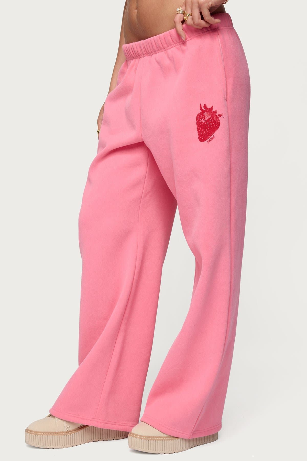 Strawberry Babe Sweatpants - Polyester Cotton Straight Leg with Elastic Waistband