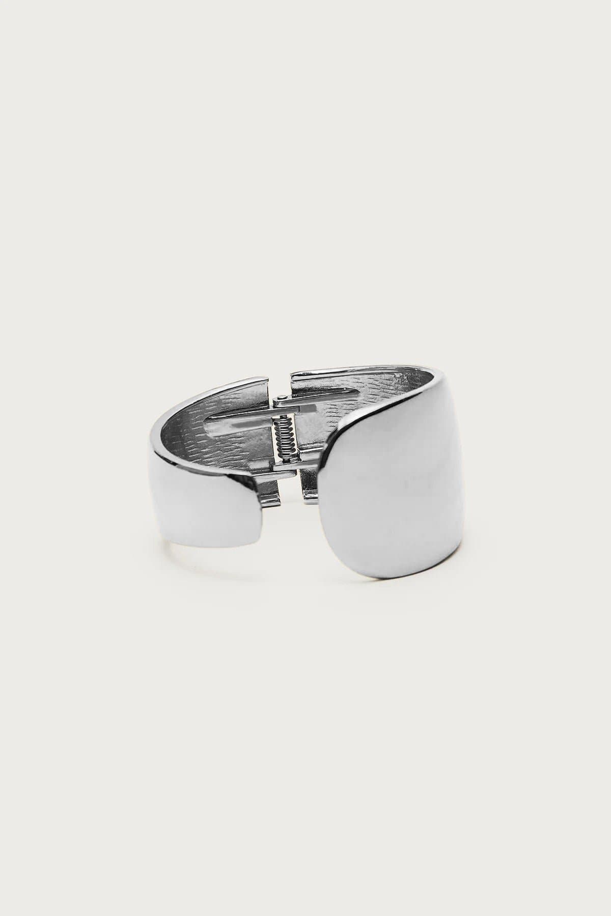 Asymmetric Cuff Bracelet in Silver Tone Metal - 2.6 Inch Length