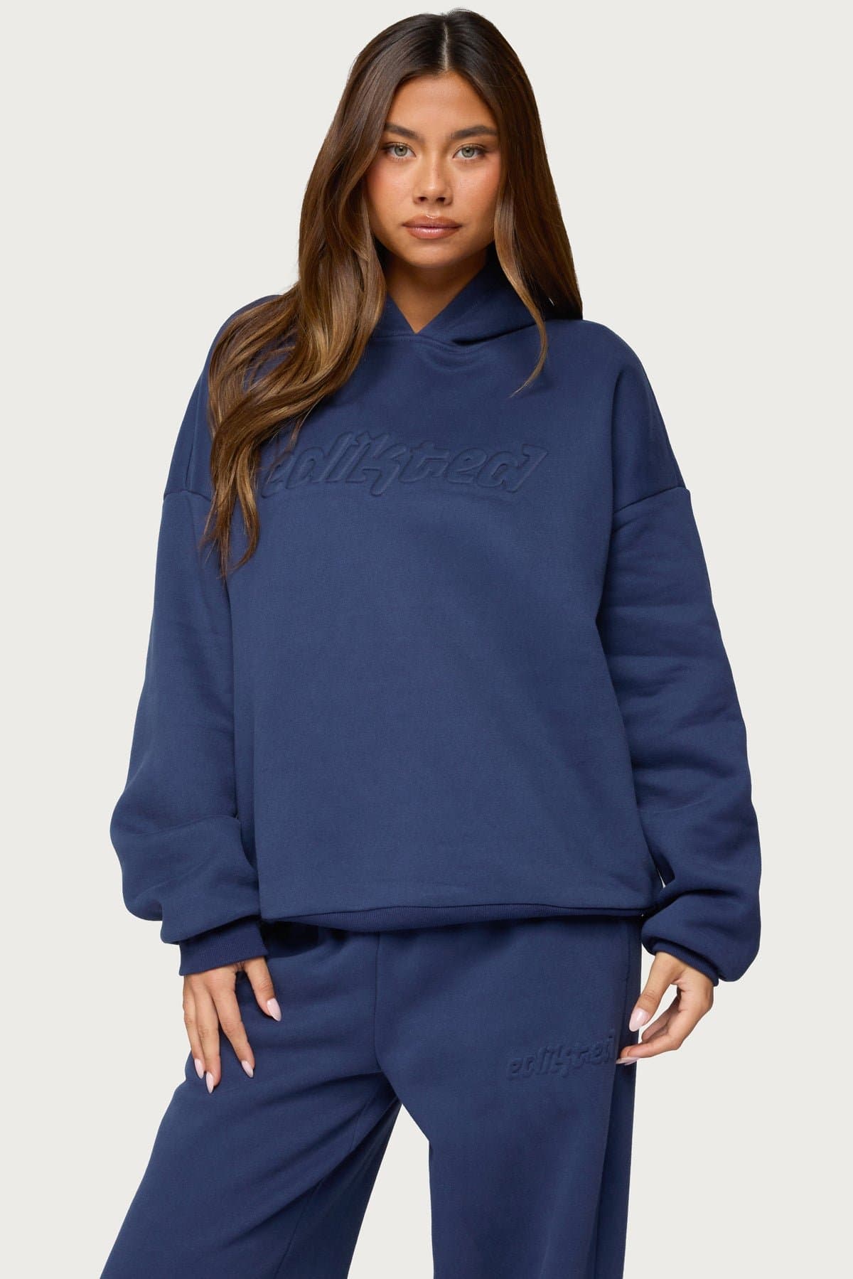 Totally Edikted Hoodie - Embossed Graphic Polyester Cotton Unisex Sweatshirt