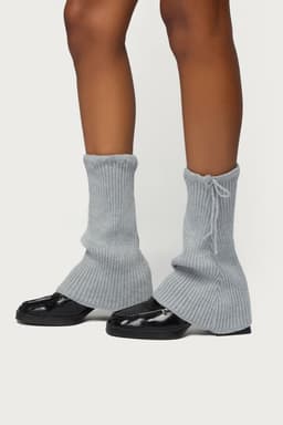So Cozy Knit Leg Warmers with Tie Detail Acrylic Polyester Nylon 12.2in Length