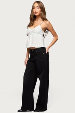 Raelynn Washed Low Rise Baggy Jeans - 100% Cotton Rigid Denim