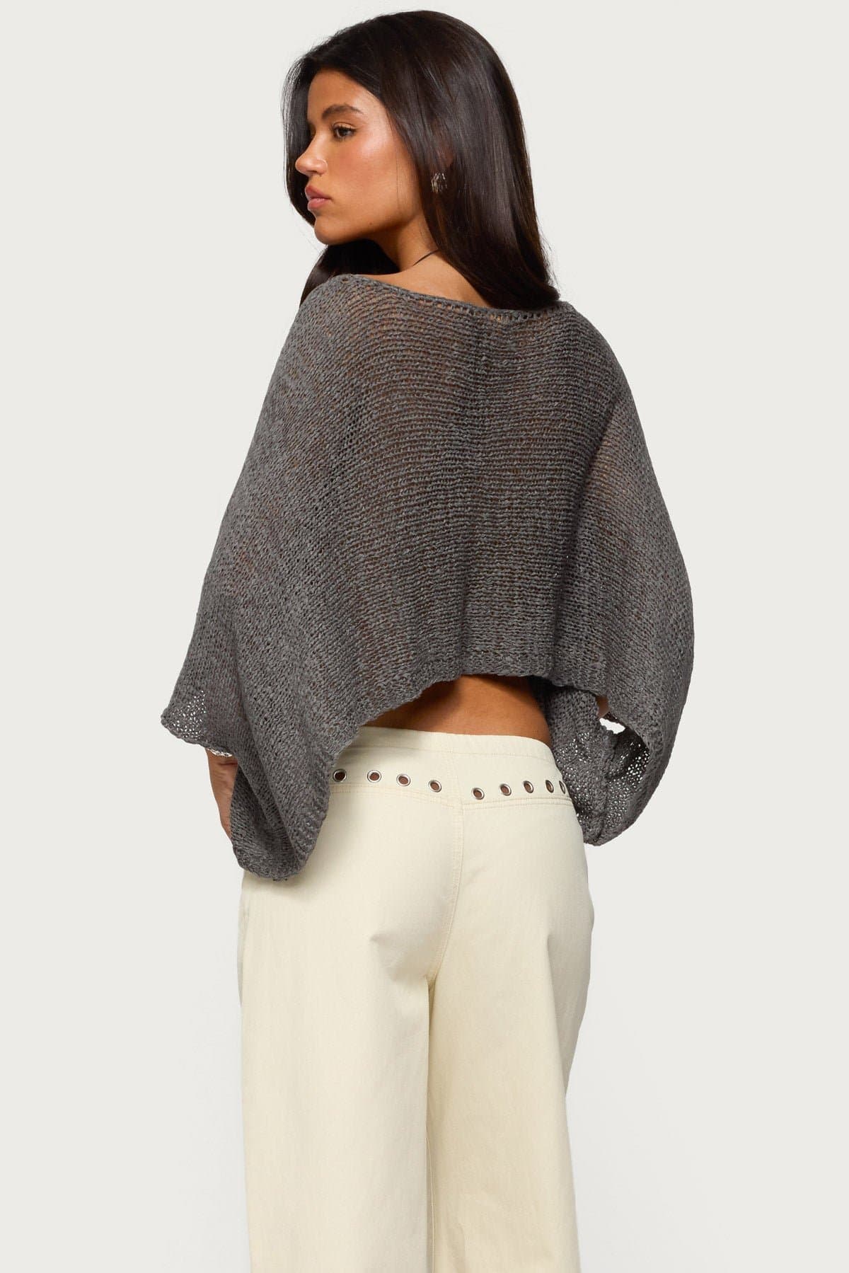 Laline Oversized Knit Crop Top - Acrylic Fabric