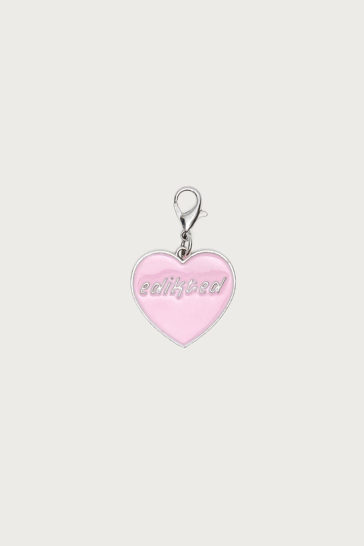 Heart Throb Collar Charm Heart Design Silver Tone Metal Resin 1.5in Length