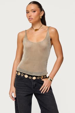 Meena Shiny Knit Tank Top in Rayon Metallic Fabric