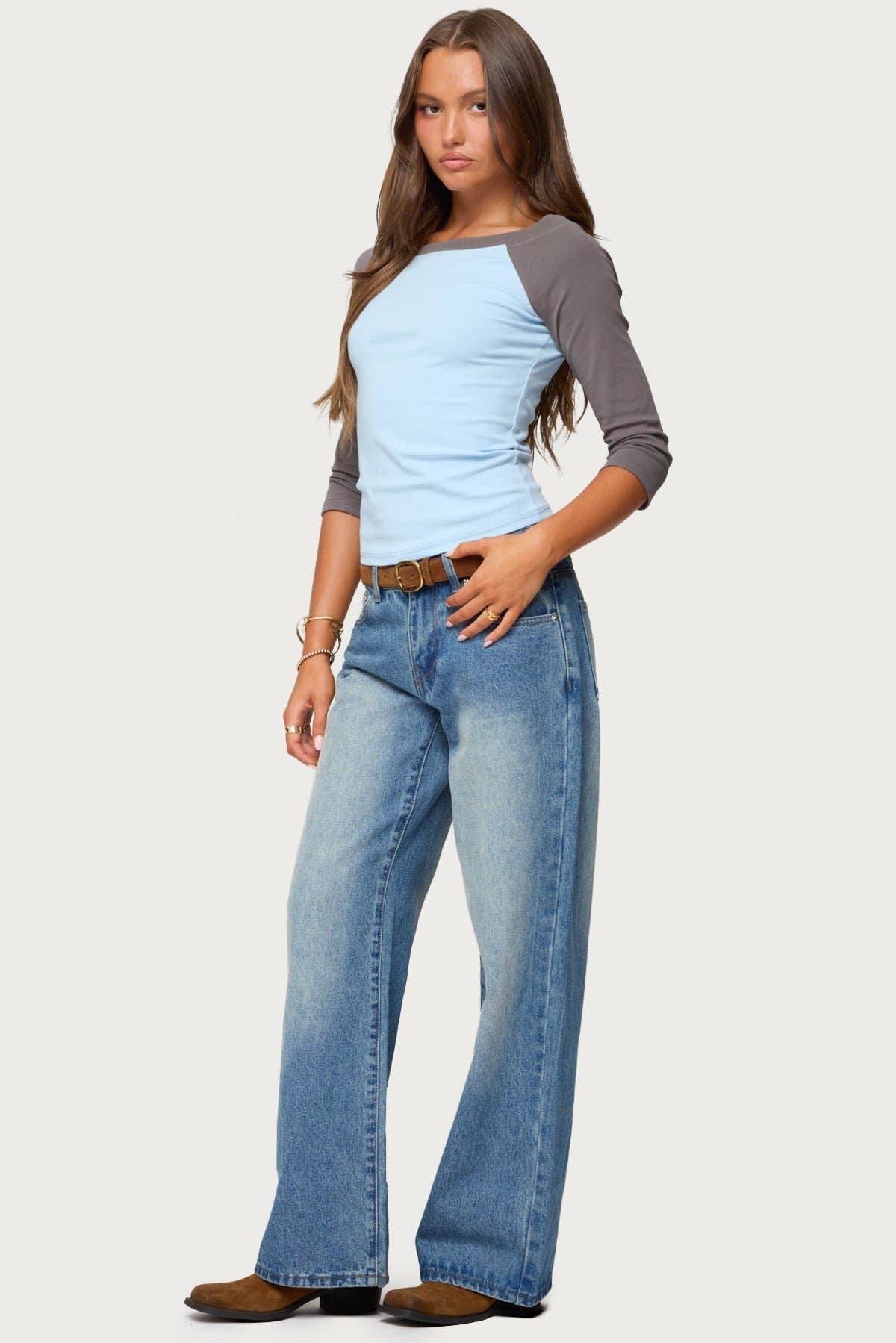 Keri Boat Neck Contrast Raglan Top 100% Cotton