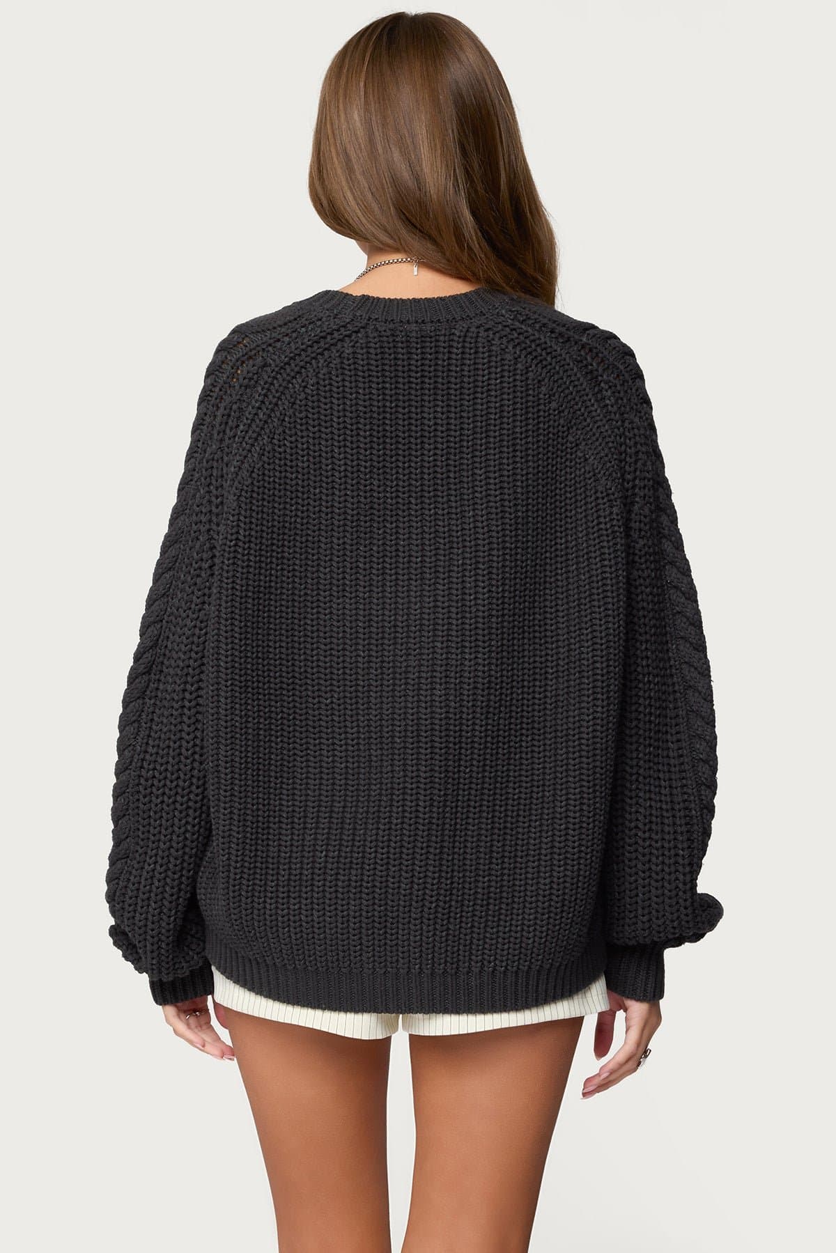 Lira Chunky Cable Knit Sweater - Slouchy Fit 100% Cotton