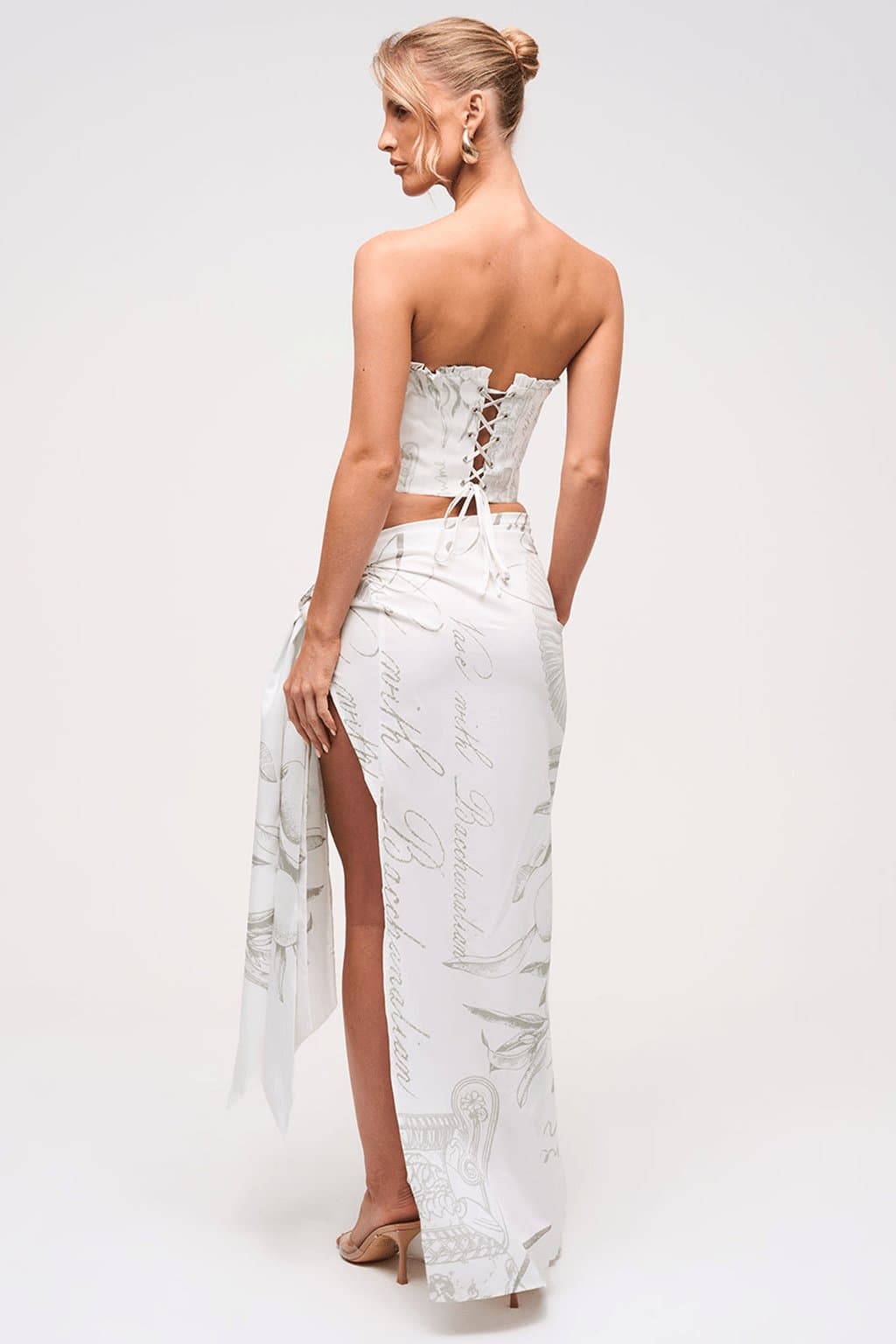 Grecian Wrap Maxi Skirt in Greek Vase Print - Woven No-Stretch Fabric