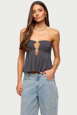 Nikita Strapless Cutout Top with Metal Tube Detail Rayon Spandex