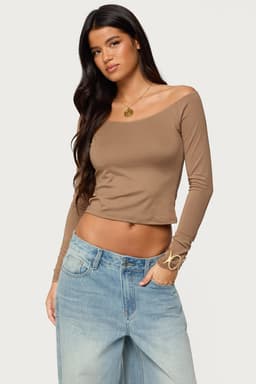 Tahlia Off Shoulder Top Long Sleeve Polyester Spandex Women's Blouse
