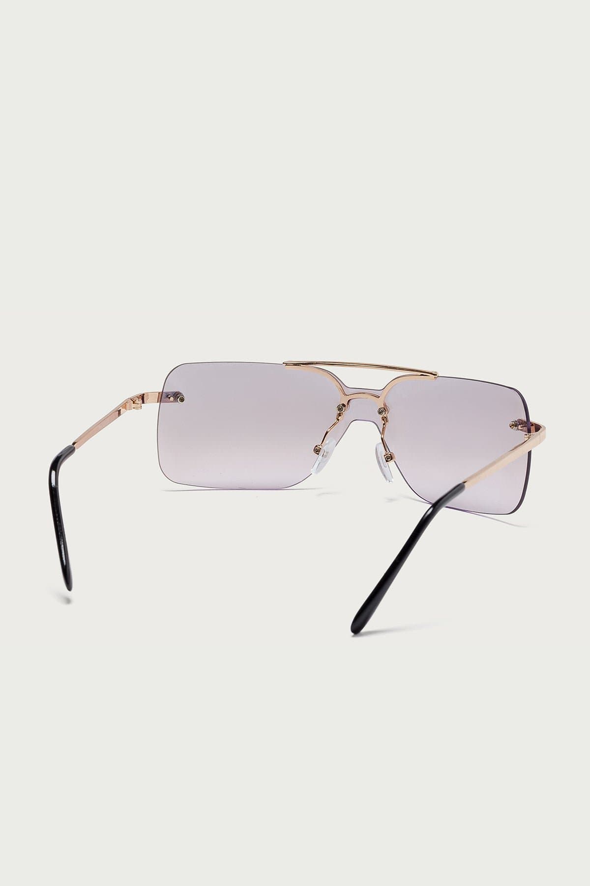 Maddy Square Sunglasses - Gold Tone Metal Frame UV Protected Polycarbonate Lenses