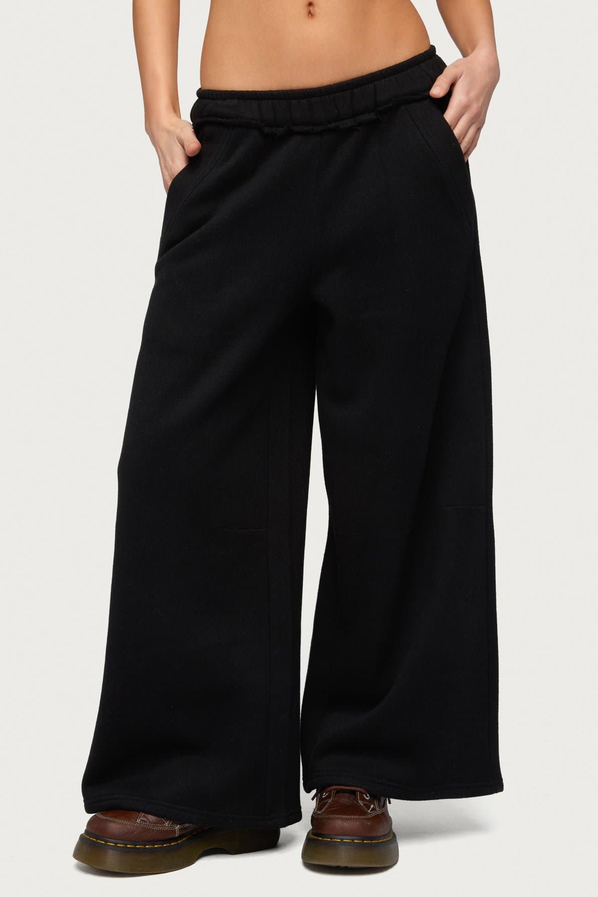 Petite Kori Oversized Sweatpants - Polyester Cotton Raw Hem Elastic Waistband