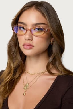 Rosalie Oval Polycarbonate Glasses Frame Width 5.5in Lens Height 1.2in Arm 5.7in