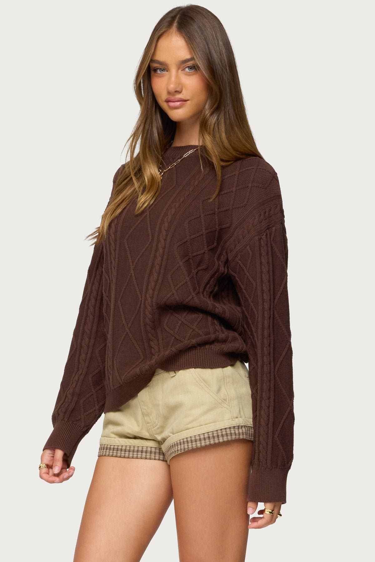 Jessy Cable Knit Oversized Sweater 100% Cotton