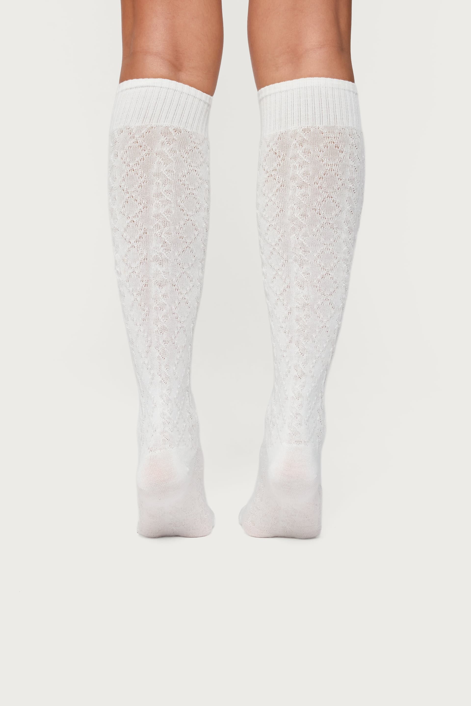 Cable Knit Socks - Polyester Cotton Spandex Blend, 20.9 Inch Length