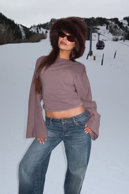 Charlisa Cinched Waist Long Sleeve Top - Cotton Spandex Ruched Detailing