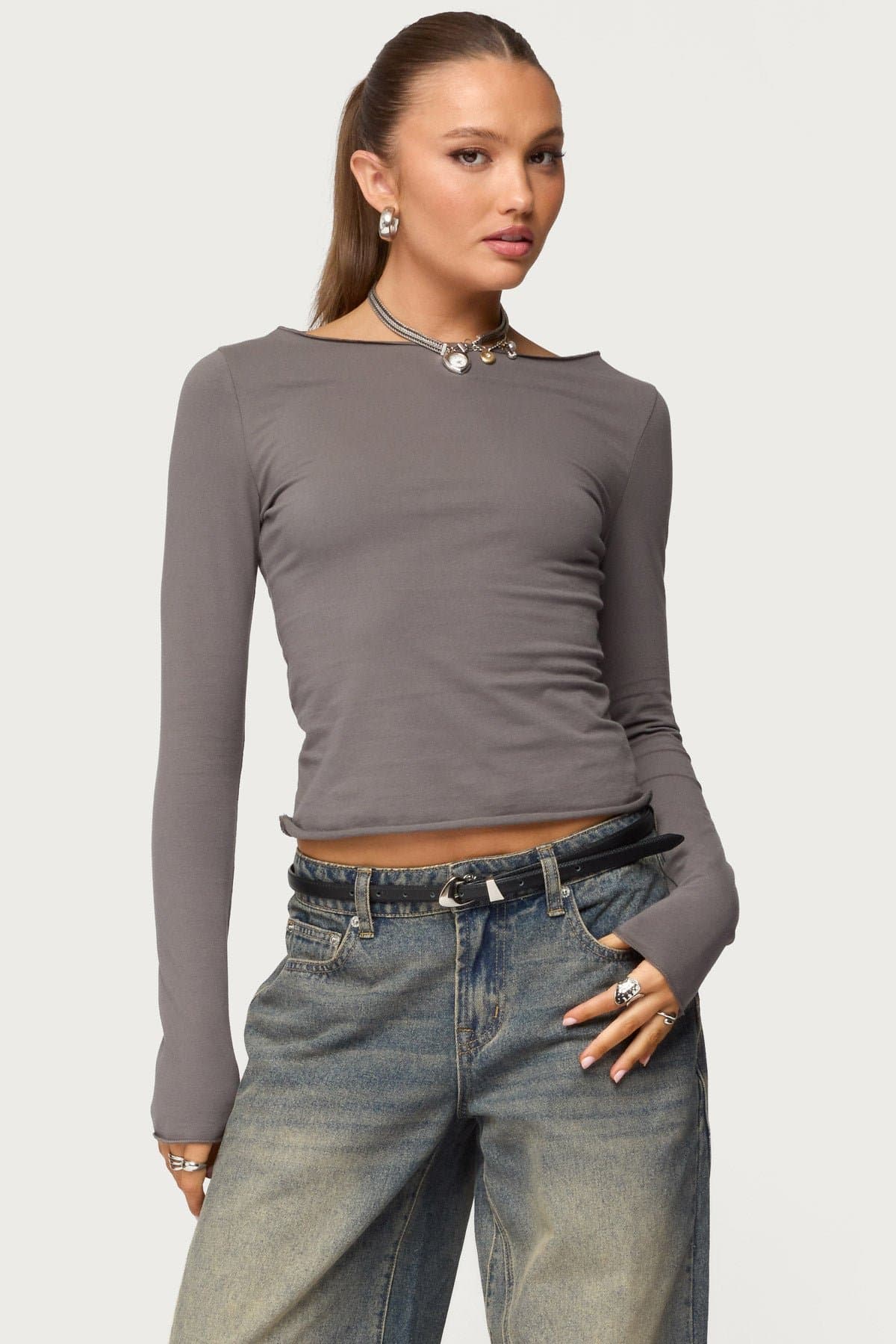 Nico Boat Neck Long Sleeve Top - Cotton Spandex