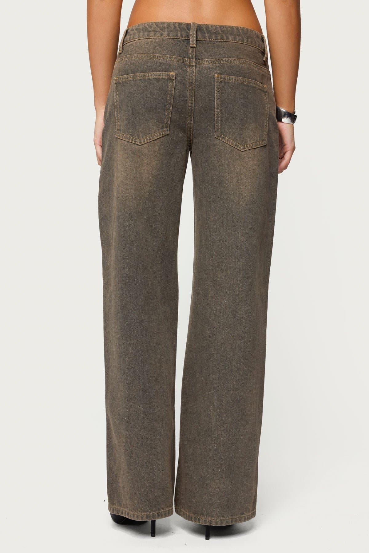 Charliza Stud Low Rise Baggy Jeans - Rigid 100% Cotton Denim