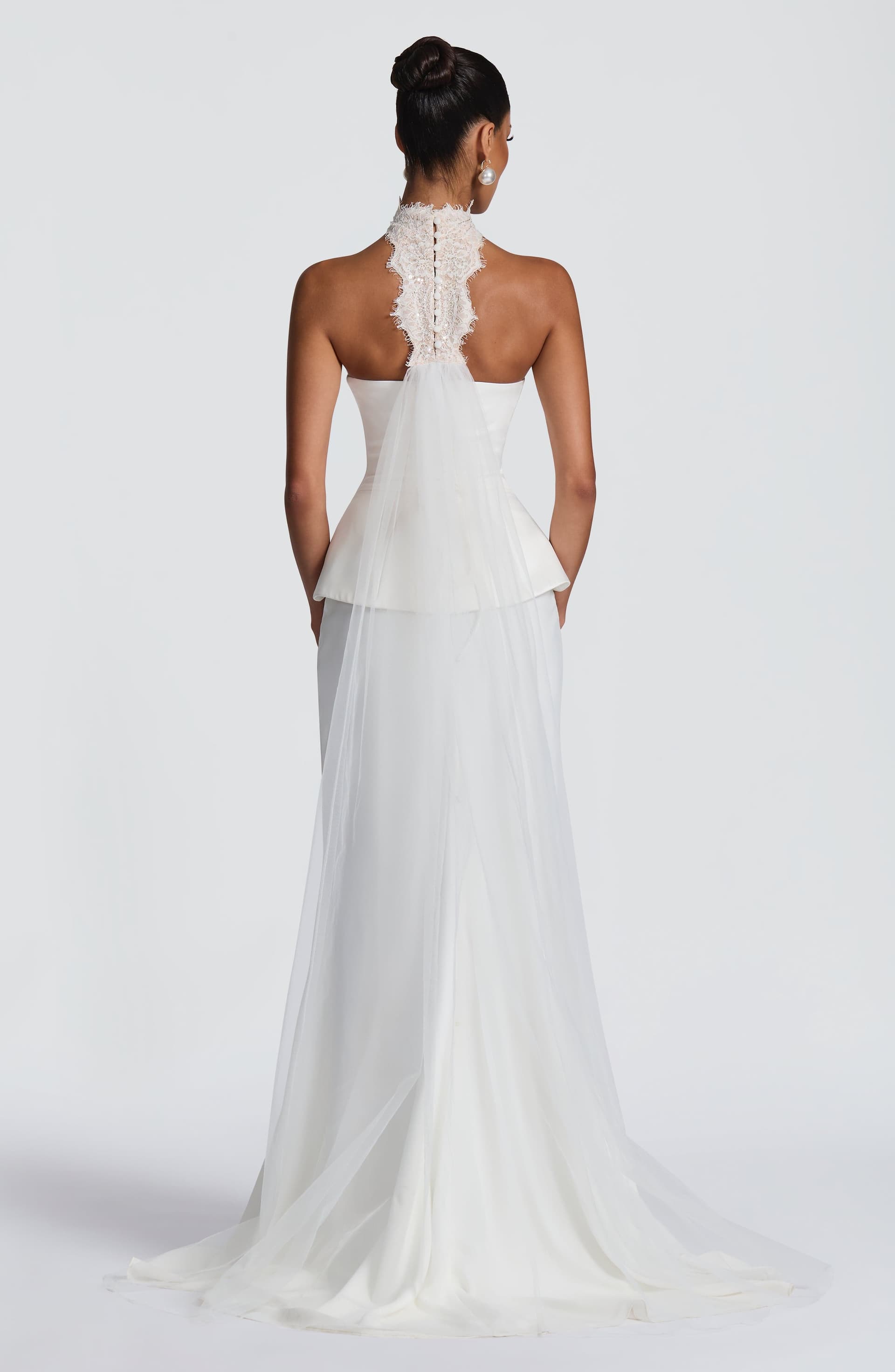 Ravenna Ivory Duchess Satin Strapless Corset with Underwire and Lace-Up Back