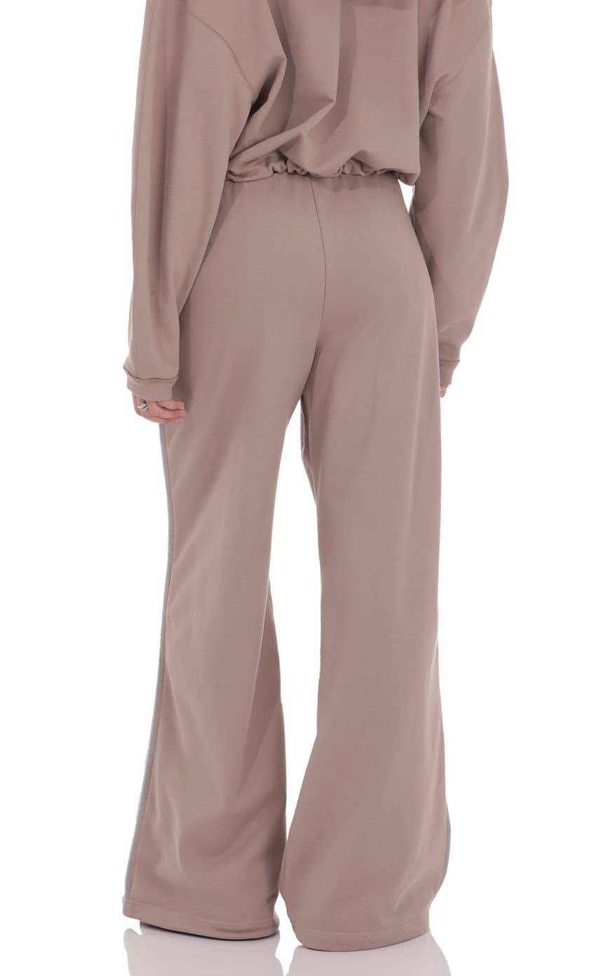 Two-Toned Cinchable Sweatpants Pants in Taupe
