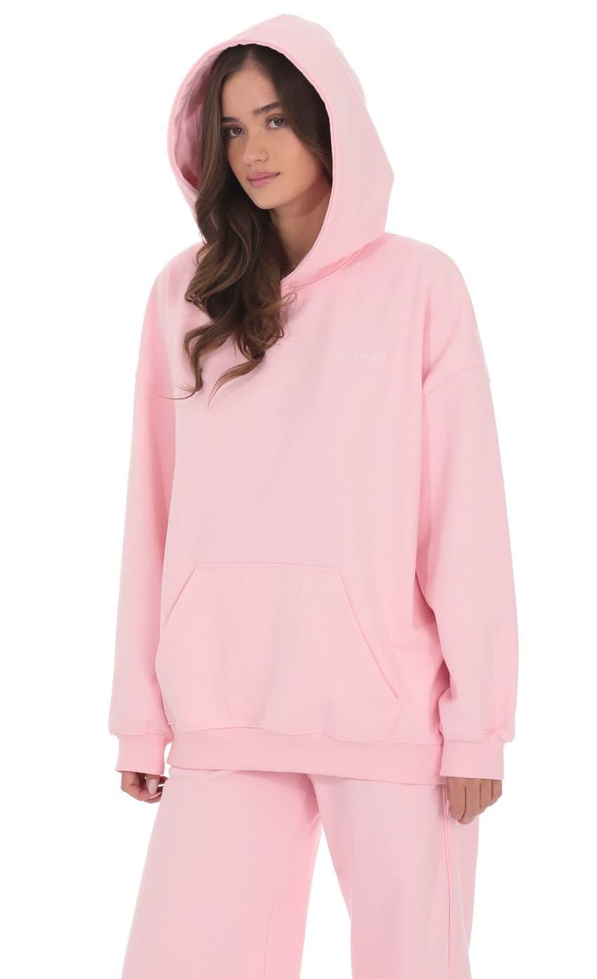 Los Angeles Print Hoodie in Pink