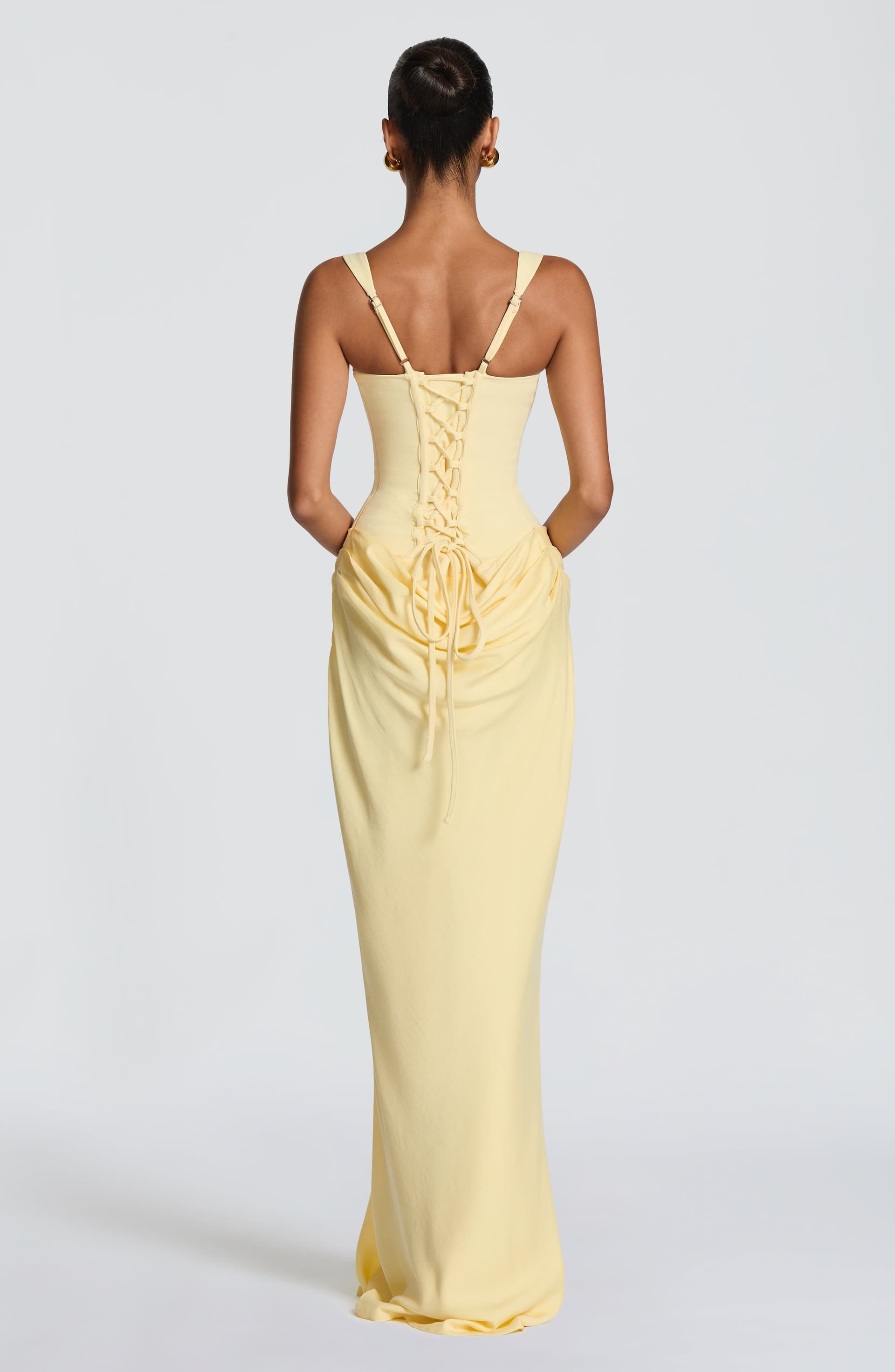 Cornelia Maxi Dress - Lemon Yellow Crepe Bodice Lyocell Skirt