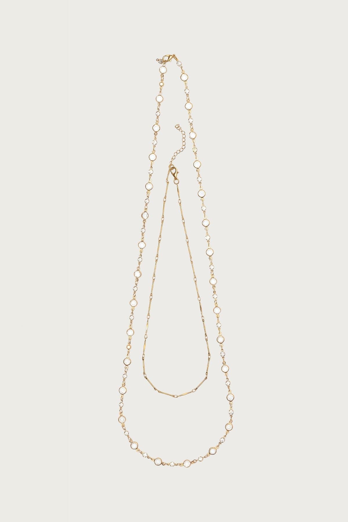 Faux Crystal Cascading Necklace Set Gold Tone Adjustable 16.5-31.4 Inch