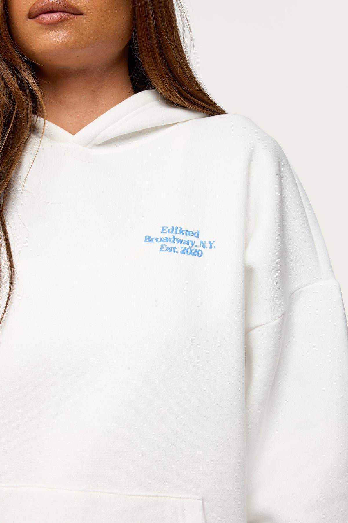 Keychain Cutie Hoodie - Edikted NY Graphic Puff Print Cotton Polyester