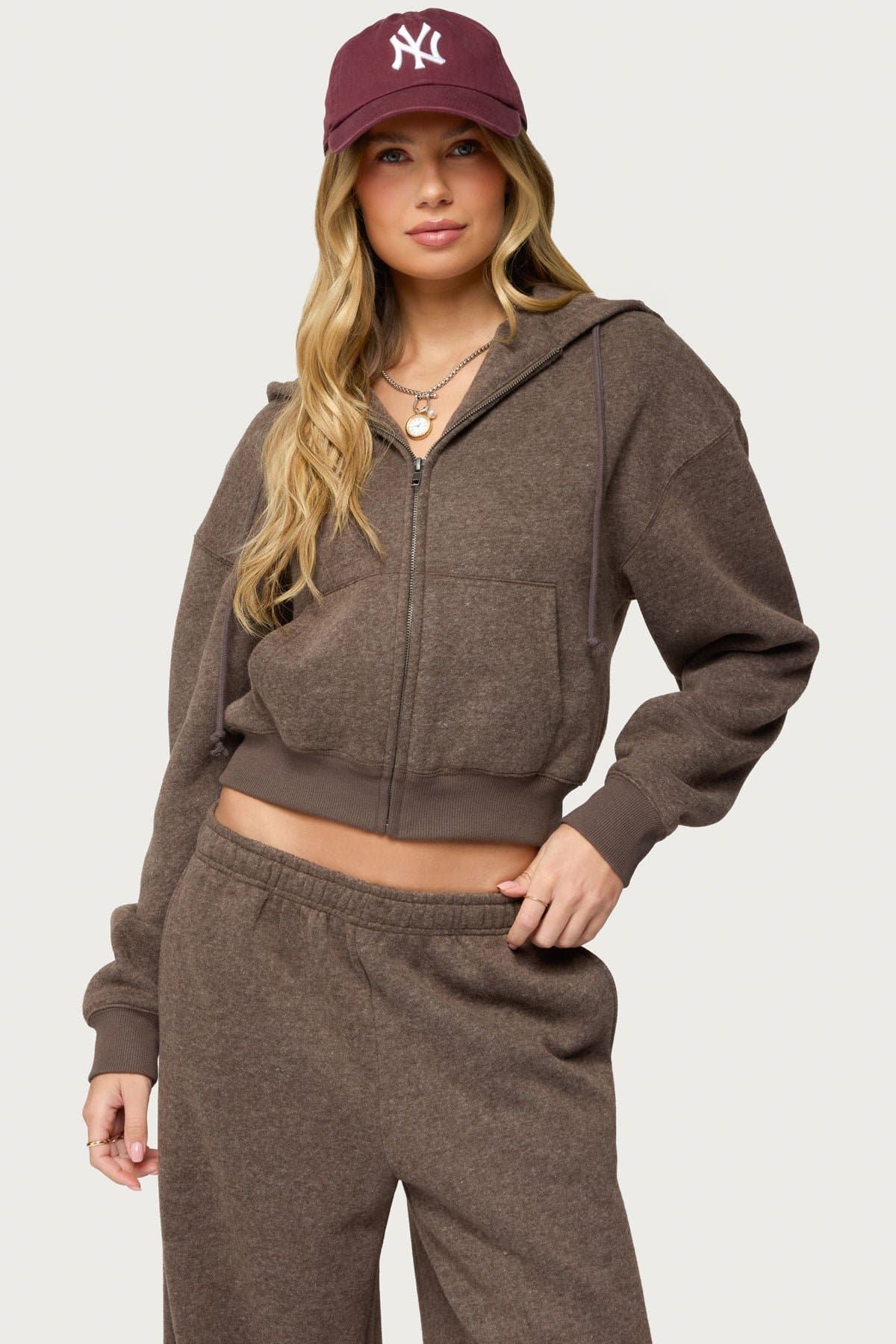 Laulie Zip Up Hoodie - Polyester Cotton Blend Matching Set