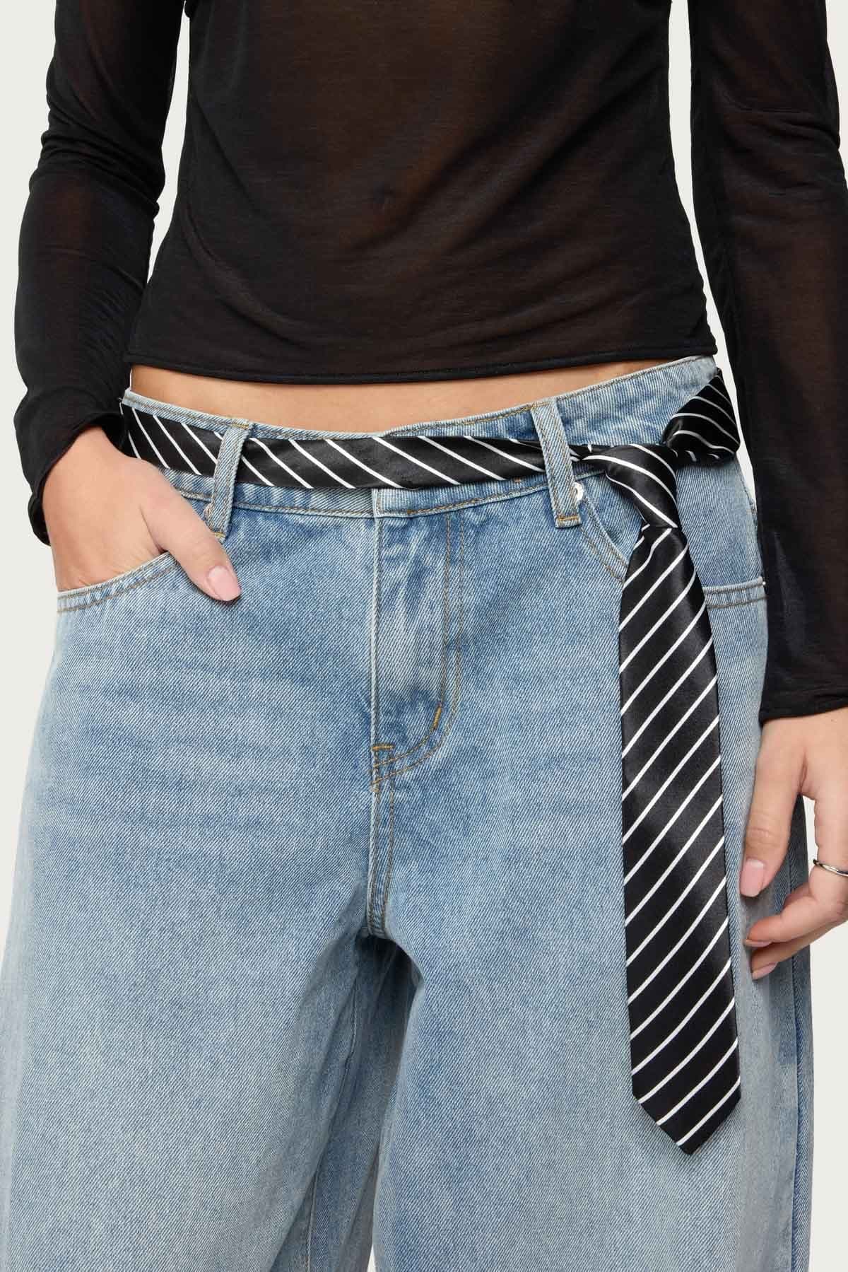 Striped Polyester Tie - Length 61in Width 2in Men's Necktie