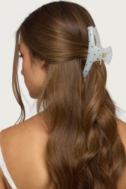Polka Dot Pattern Plastic Hair Clip - 4.7 Inch Length