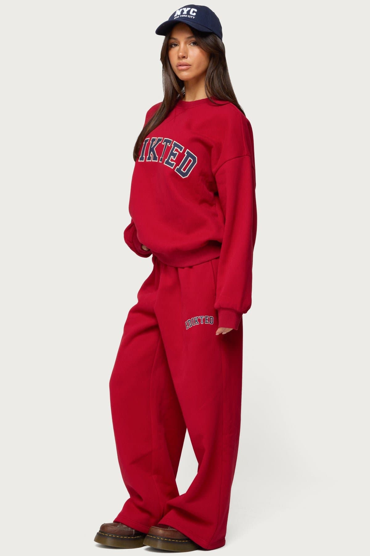 Edikted Major Wide Leg Sweatpants - Cotton Polyester Graphic Text Matching Set