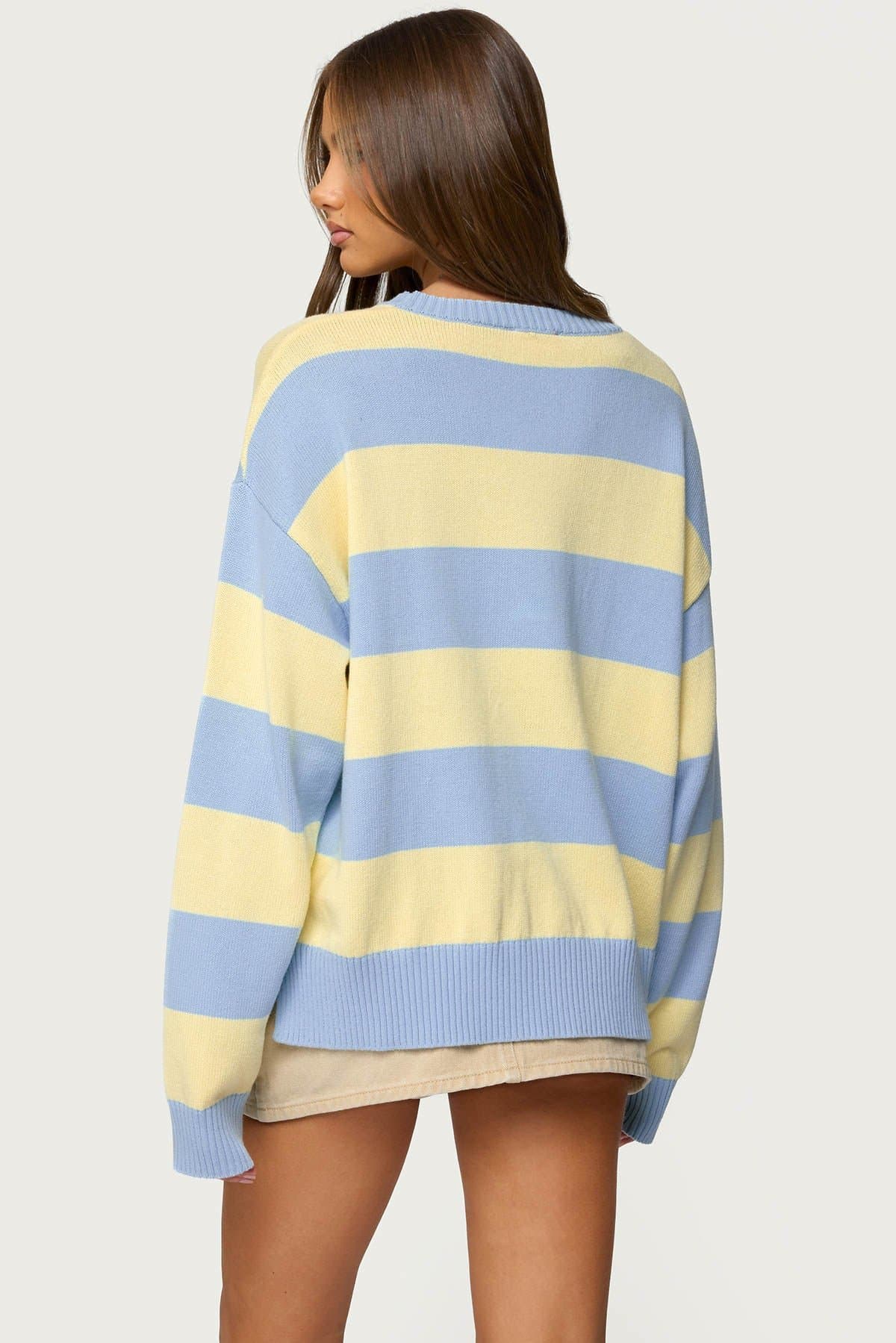 Riley Oversized Striped Sweater 100% Cotton Knit Fabric