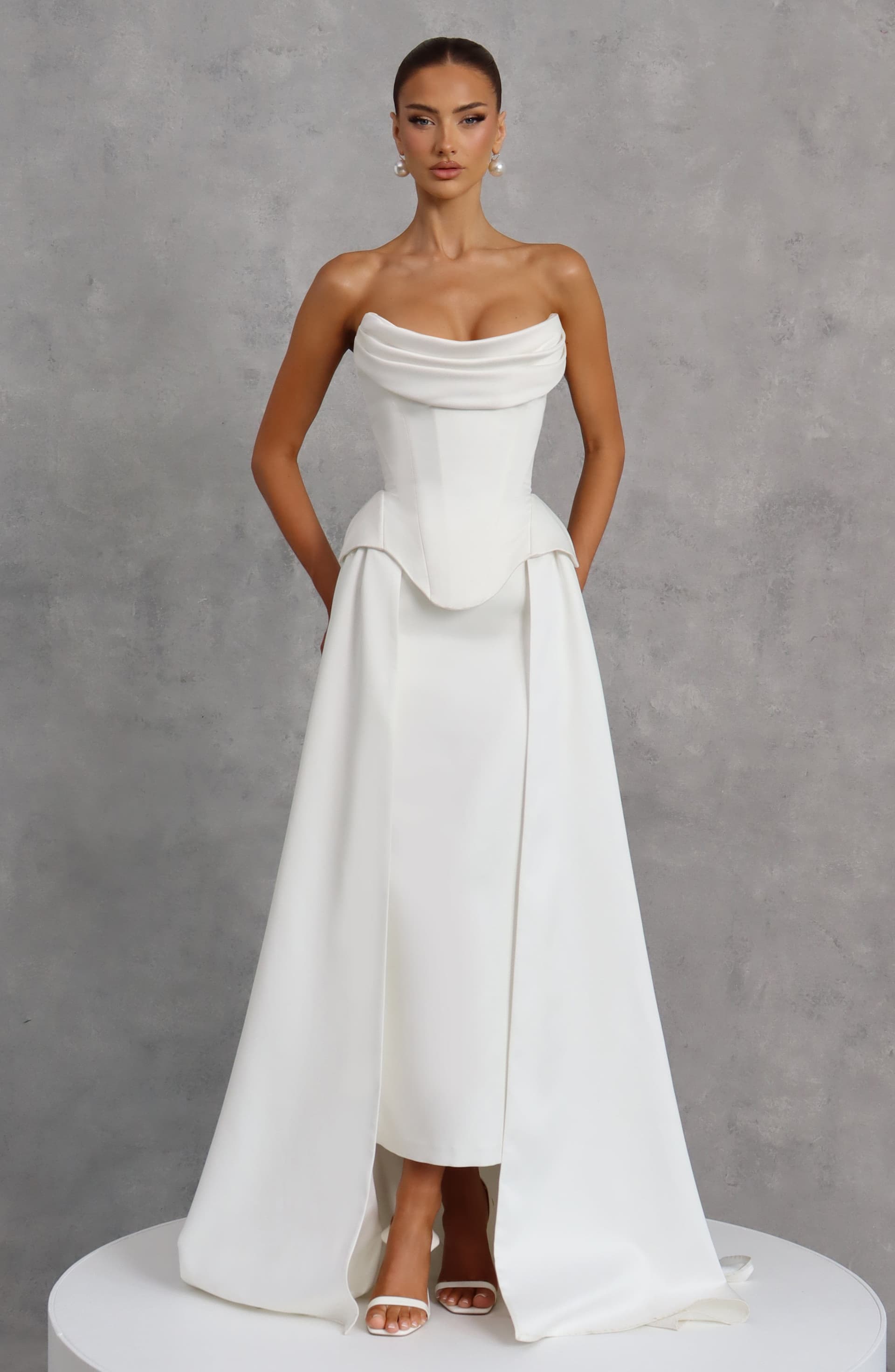 Neri Skirt Train in Ivory Duchess Satin - Detachable Bridal Train