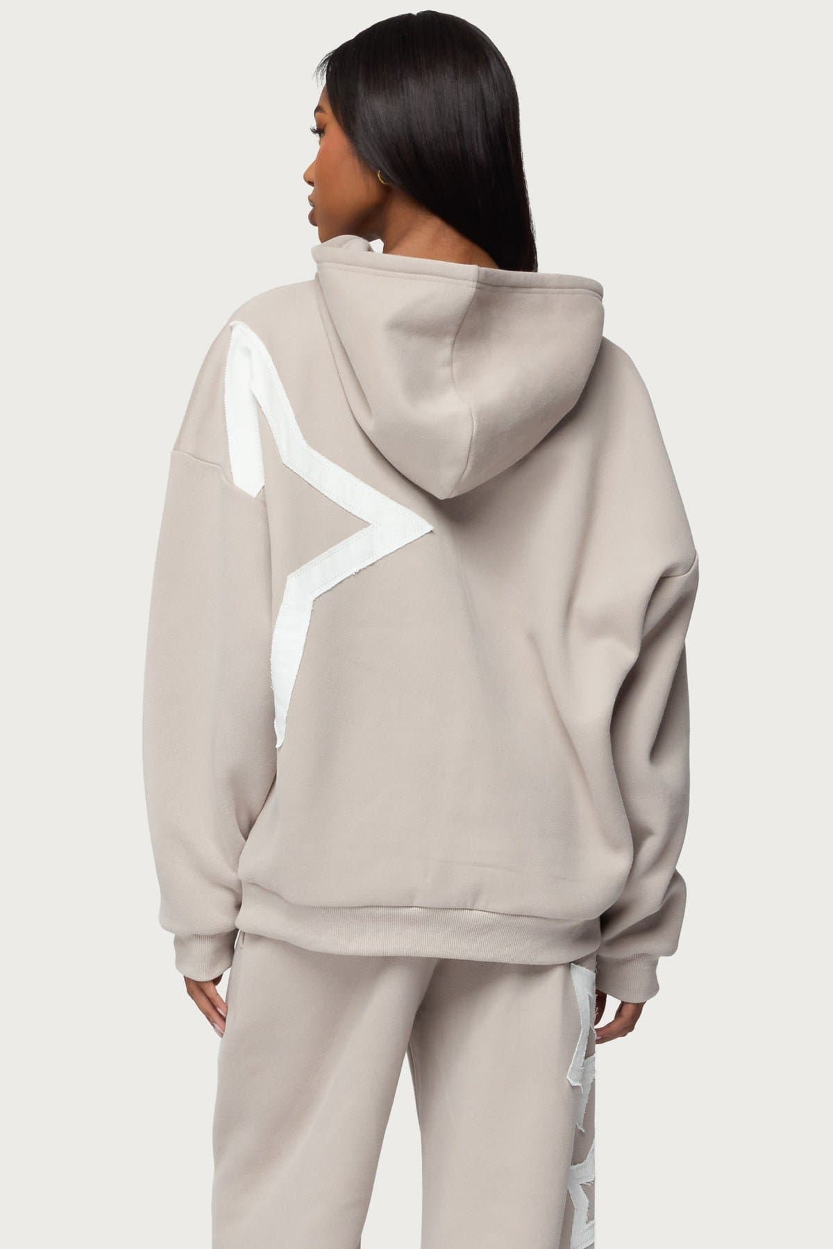 Starly Oversized Hoodie - Polyester Cotton Blend with Large Star Patch