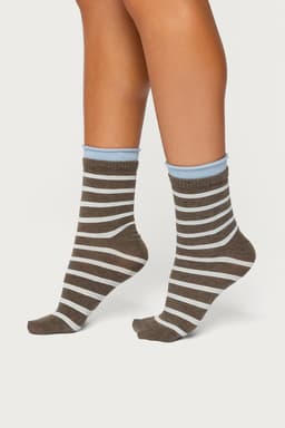 Striped Layered Socks - Cotton Polyester Spandex Blend, 11.8 Inch Length