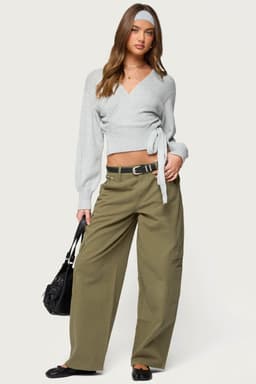 Jadah Low Rise Baggy Cargo Pants - 100% Cotton, Size S Inseam 30.5in