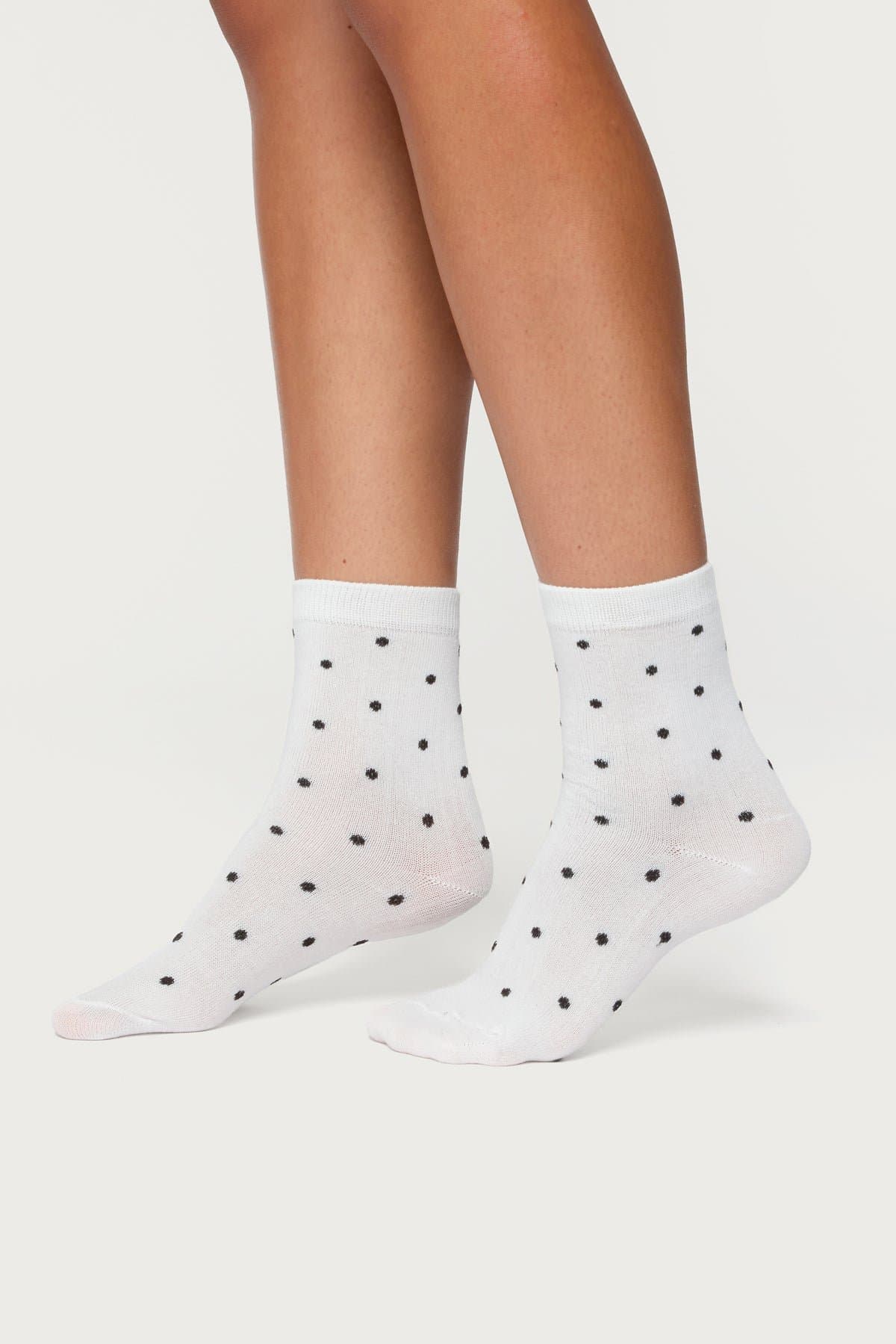 Polka Dot Sock Pack of 2 - Polyester Cotton Blend, 10.6 Inch Length