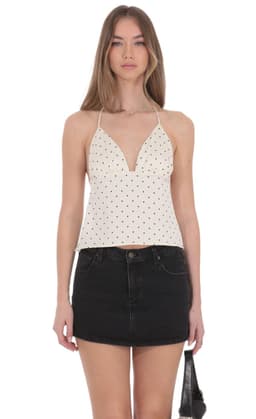 Triangle Polka Dot Top in Cream