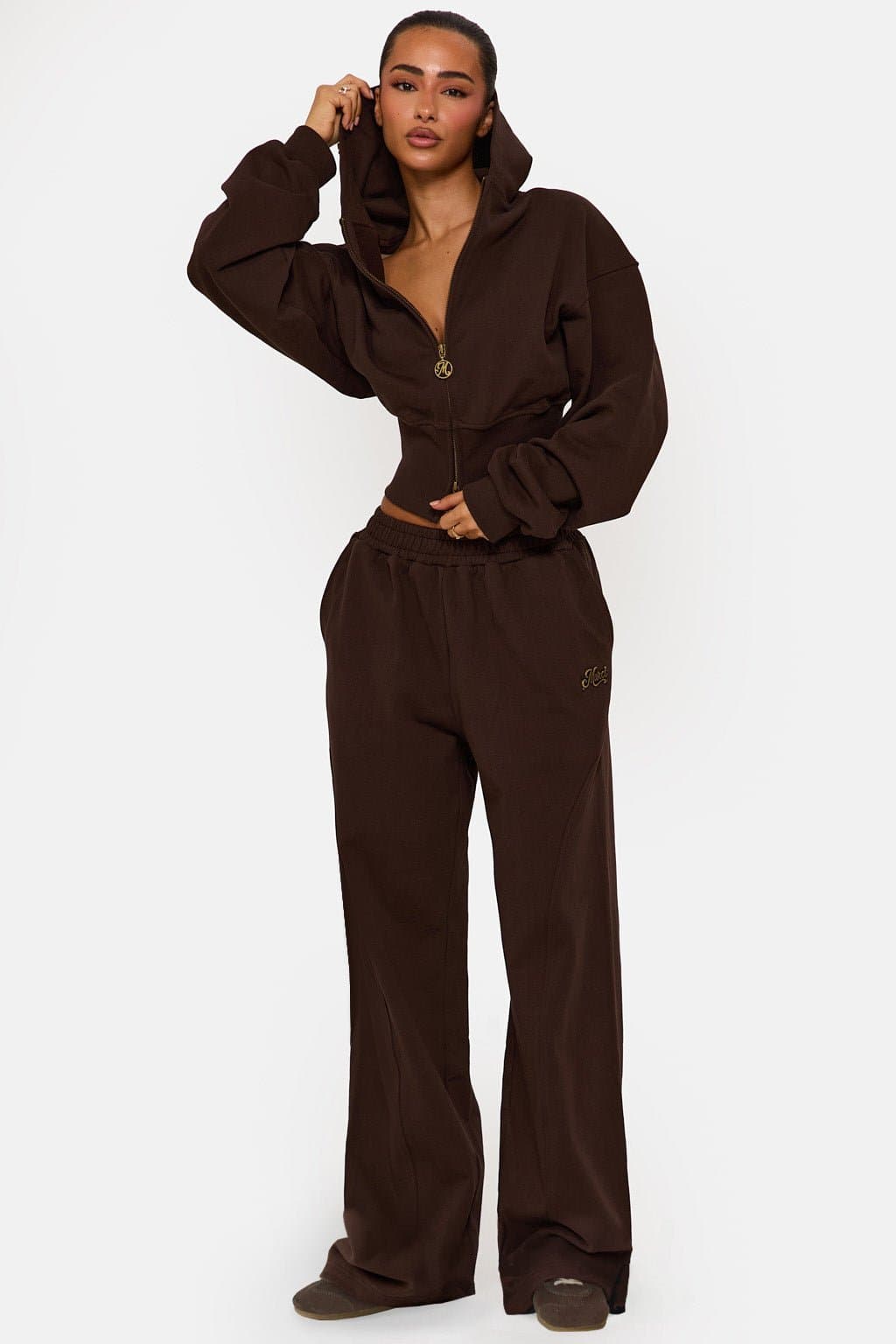 MUSE Brown Loopback Jogger Pants - Straight Leg, 450 GSM Cotton, Elastic Waistband