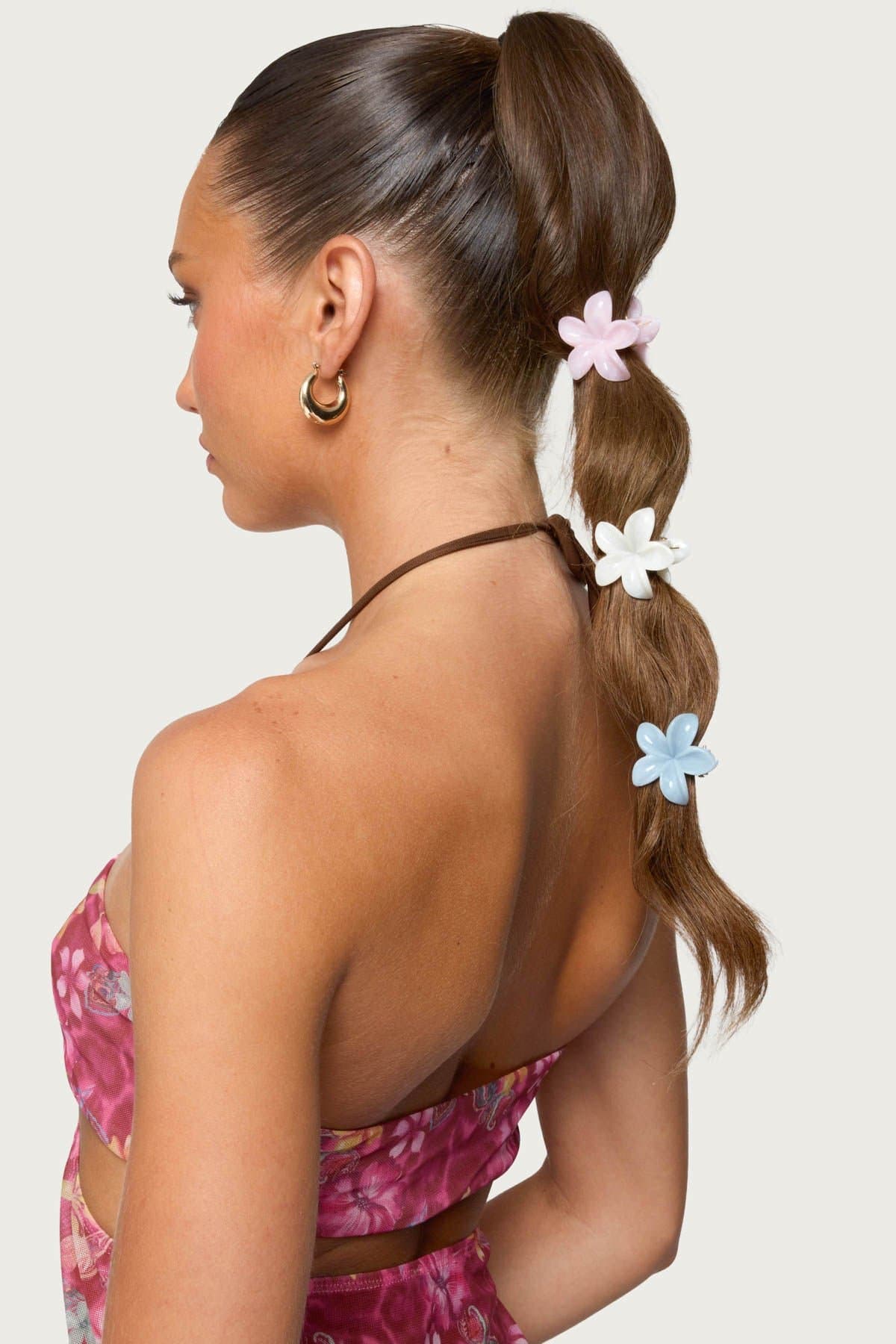 Mini Flower Hair Clip Pack of 6 - Plastic 1.6 Inch Floral Design