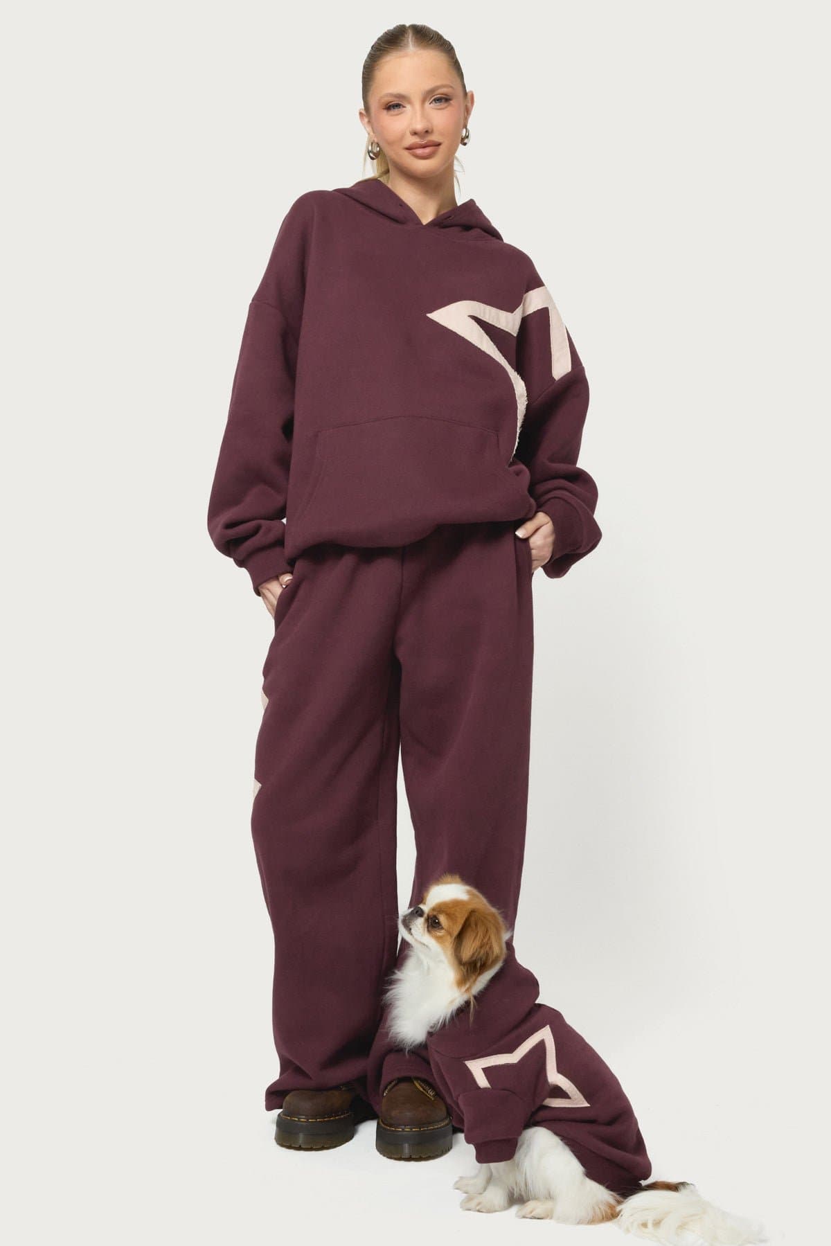 Starly Pet Hoodie with Star Patch, Polyester Cotton Blend, Small Size S