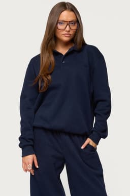 Jayce Oversized Edikted Polo Sweatshirt - Rugby Shirt Design, Polyester Cotton Blend