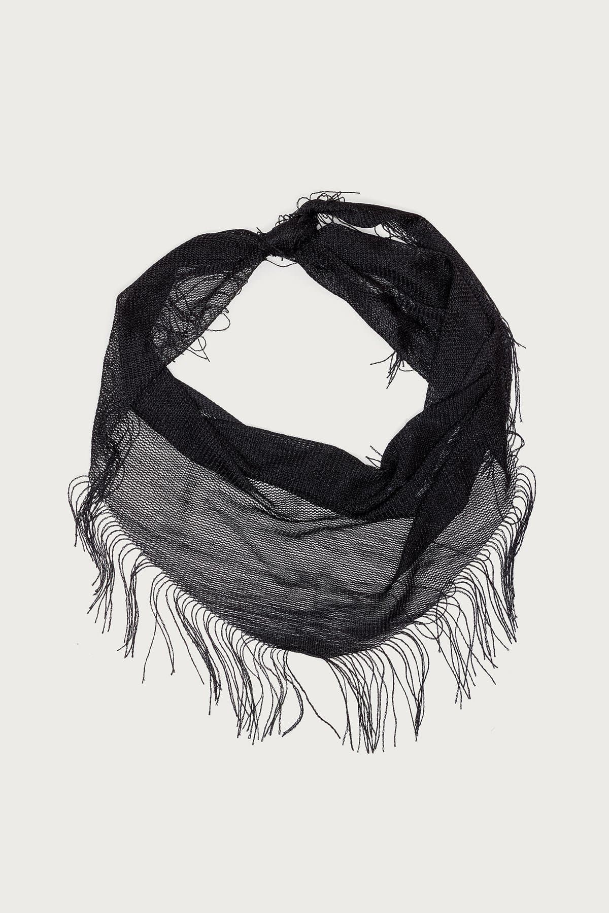 Fringed Waist Scarf with Metallic Detailing - Polyester, 74.8" Length
