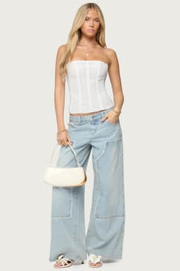 Teela Lacey Low Rise Baggy Carpenter Jeans in Rigid Cotton Denim Size S Inseam 30.5"