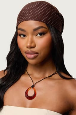 Oval Ring Cord Necklace with Resin Pendant - 15.7 Inch Length