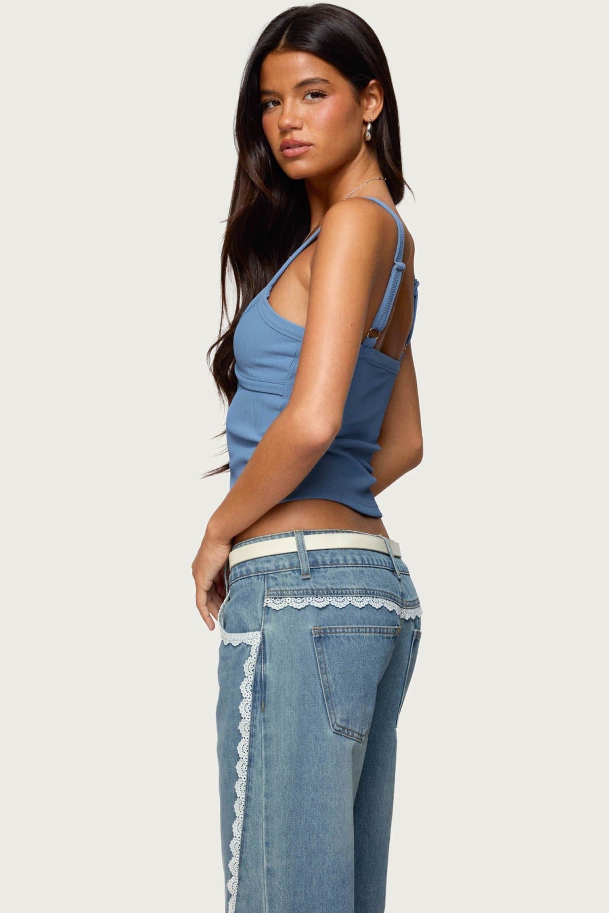 Karin Cut Out Ribbed Tank Top with Adjustable Straps