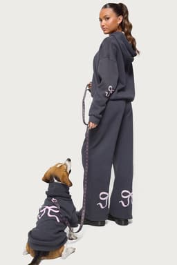 Bonney Bow Pet Hoodie - Polyester Cotton Graphic Print Dog Hoodie Size L